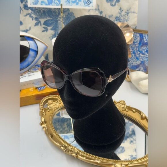 🆕VIVIENNE WESTWOOD🧿NWOT VW827 Striped Purple Acetate Butterfly Shaped Sunglass - Picture 3 of 16